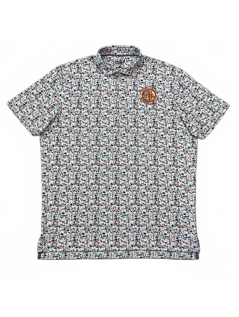 Johnnie-O Mens Dont Mess With Texas AOP Printed Polo Shirt Size Large